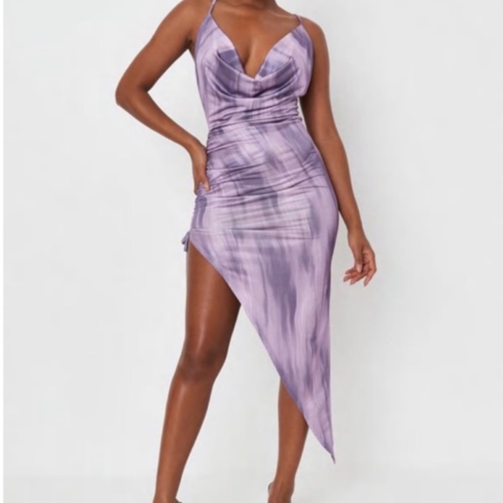 Missguided x Carli Bybel asymmetrical purple dress size 6 (NWT)